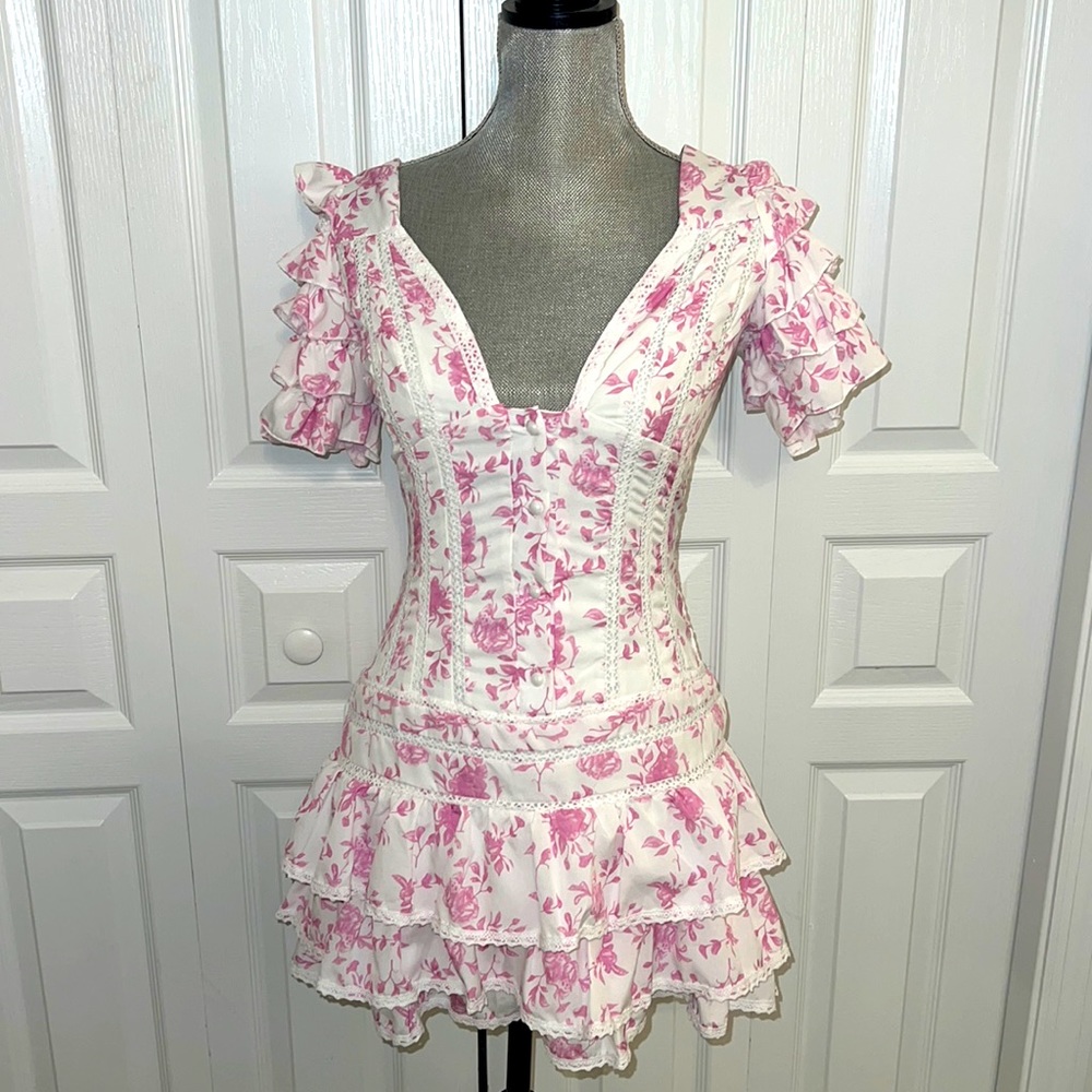Floral Ruffle Light Pink Women Mini Dress